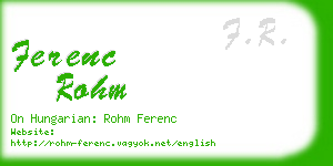 ferenc rohm business card